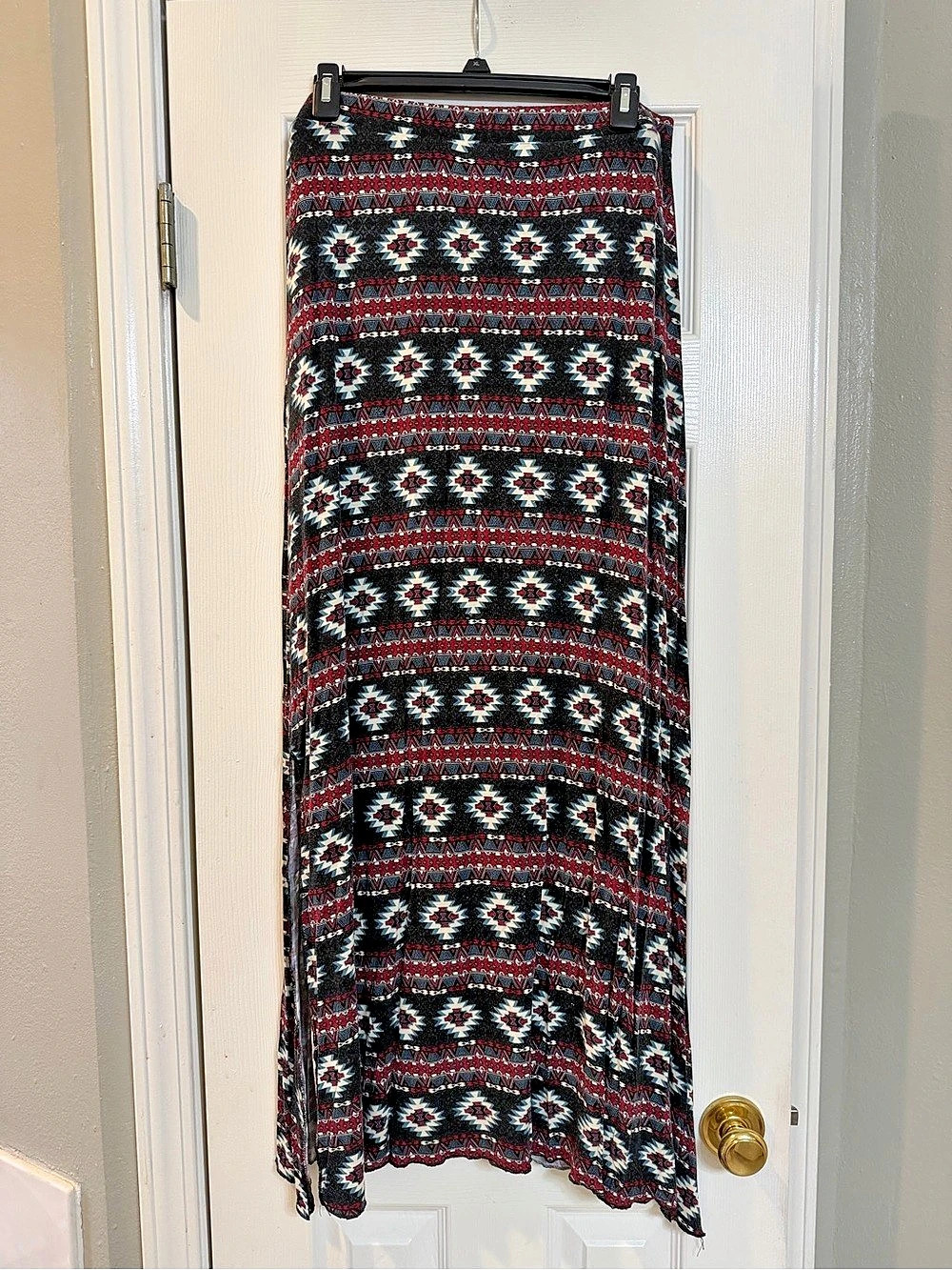 Rafi & Ro Geometric Maxi Skirt Black & Red Size 1X